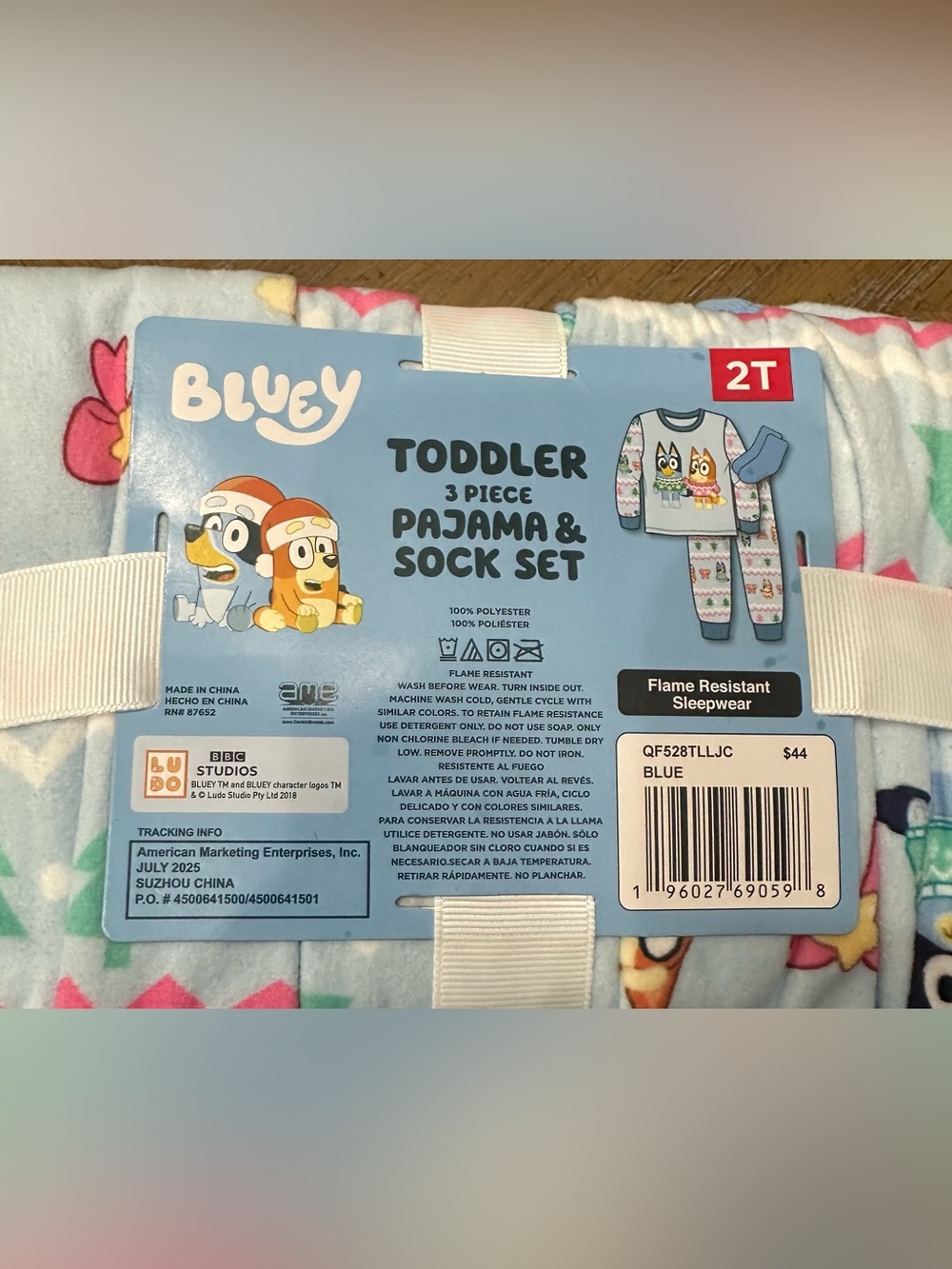 Bluey Toddler 3 Piece Pajama and Sock Set NWT Size 2T